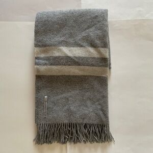 Alicia Adams Alpaca Canyon Throw Gray Ivory striped alpaca wool New